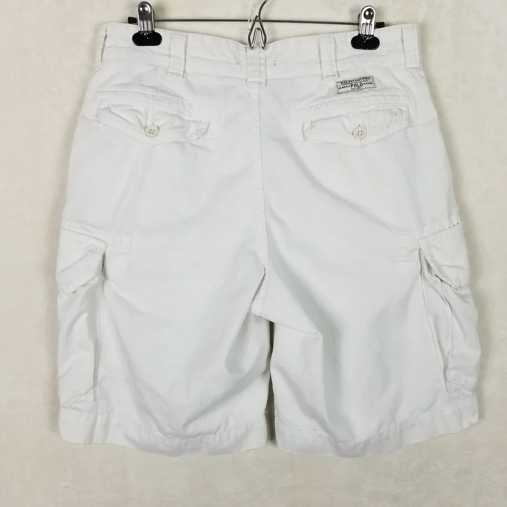 Polo Ralph Lauren Cargo Shorts Mens 34 White Classic Chino Cotton Multi Pocket